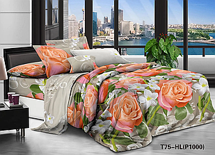 Квіти радості - Бязь 3D - Двоспальний комплект постільної білизни