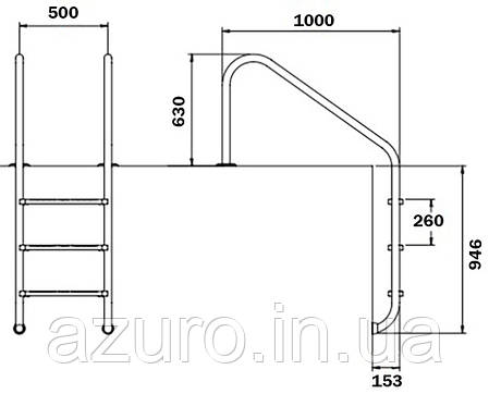 Сходи для басейну Flexinox Overflow (3 сходинки), AISI-316L, фото 3