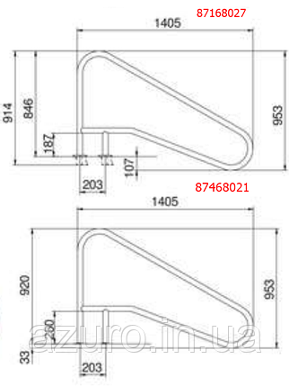 Поручень Flexinox 87468021 для римських сходів FX-02 (1405 мм, фланець, AISI-316L), фото 3