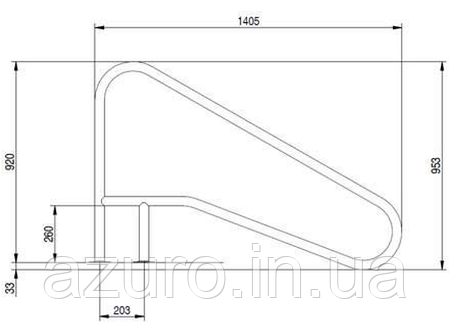Поручень Flexinox 87188154 для римських сходів FX-02 Nero (1405 мм, фланець, AISI-316L), фото 3