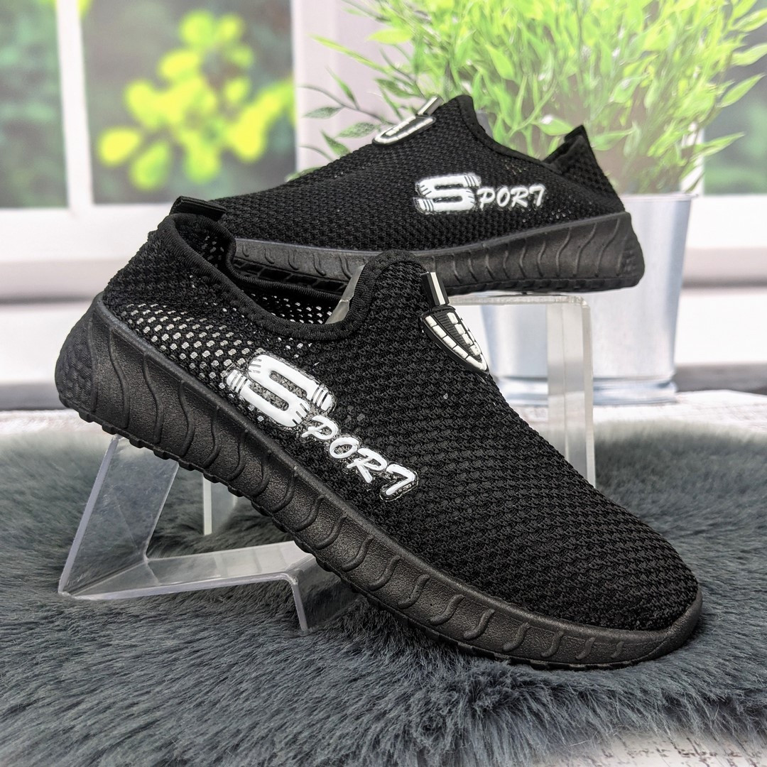 Мокасини жіночі FDEK чорні текстильні сітка 4832