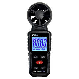Анемометр цифровий S8606 0-45 м/с (вимірювач швидкості вітру) з вимірювачем температури