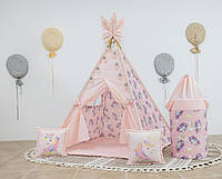 Вигвам Unicorn + корзина для игрушек - детский домик, палатка для девочки, игровой вигвам с аксессуарами