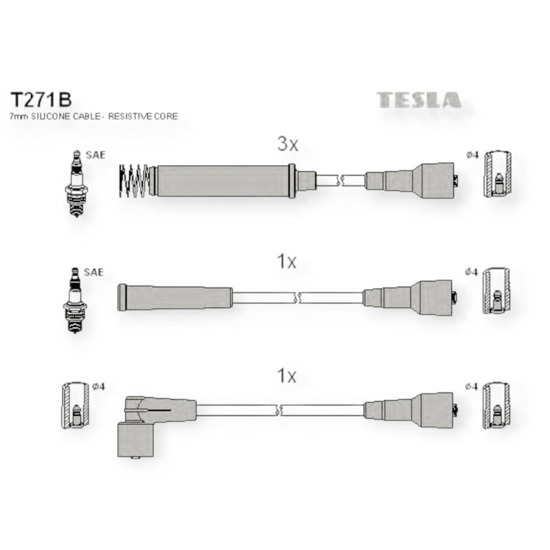 Провода високовольтні Opel Vectra A 1.8-2.0i, Kadett E 1.8 (TESLA), фото 1