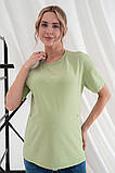 Бавовняна футболка для вагітних та годуючих світло-зелена S, фото 2