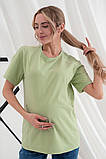 Бавовняна футболка для вагітних та годуючих світло-зелена S, фото 4