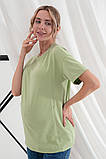Бавовняна футболка для вагітних та годуючих світло-зелена S, фото 5