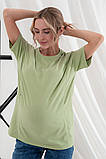 Бавовняна футболка для вагітних та годуючих світло-зелена S, фото 6