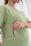 Бавовняна футболка для вагітних та годуючих світло-зелена S, фото 8