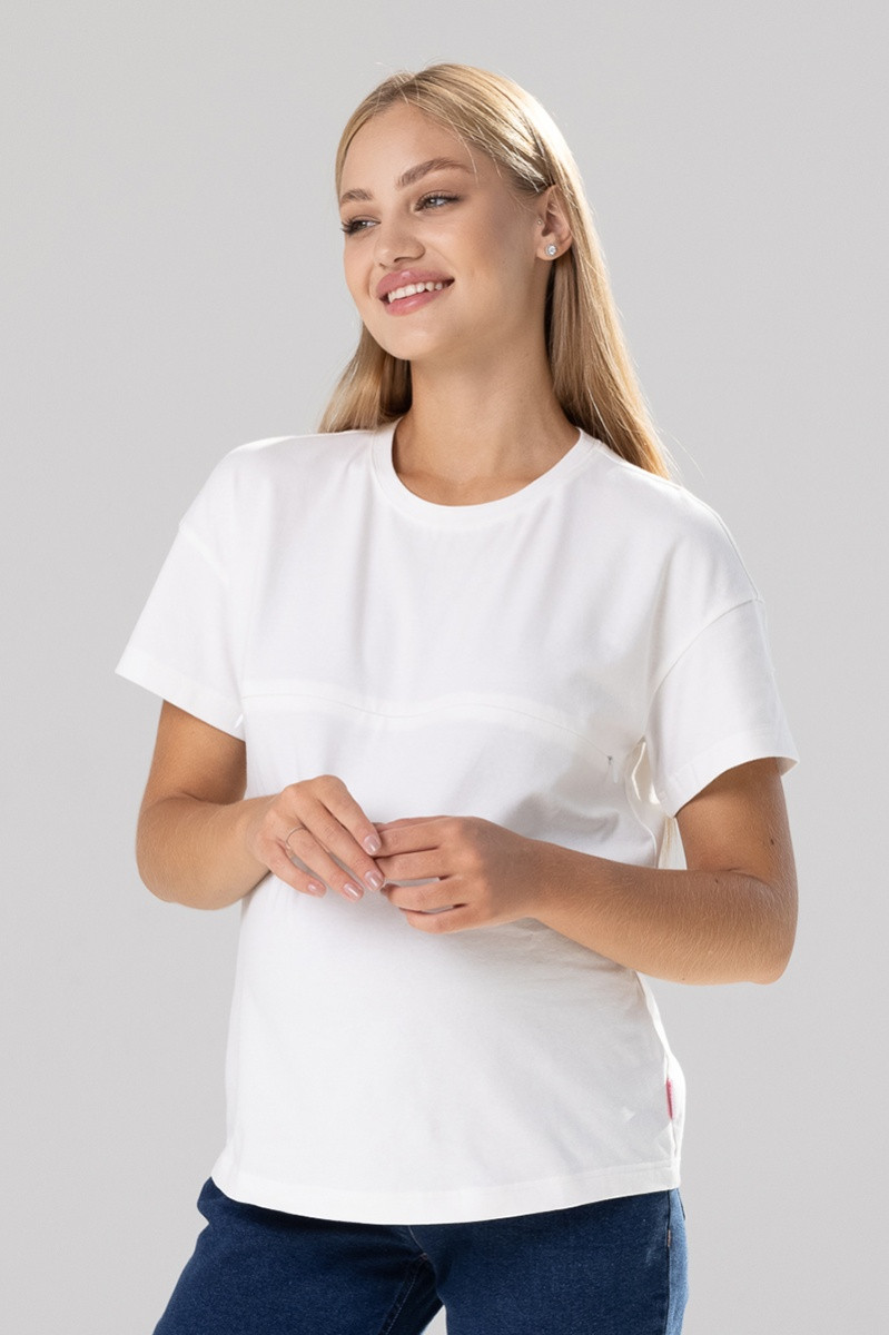 Молочна футболка для вагітних та годуючих трикотажна S, фото 1