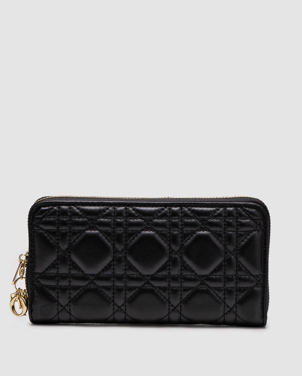 Жіноча брендова сумка Christian Dior Lady Dior Voyageur Wallet Black 19 х 10 х 2 см люкс якість, фото 1