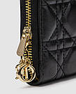 Жіноча брендова сумка Christian Dior Lady Dior Voyageur Wallet Black 19 х 10 х 2 см люкс якість, фото 2
