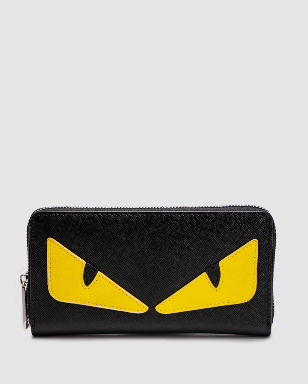 Жіноча брендова сумка Fendi Zip Around Black Leather Wallet Fendi Eyes 19 х 10 х 2 см люкс якість, фото 1
