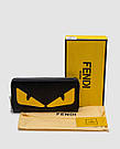 Жіноча брендова сумка Fendi Zip Around Black Leather Wallet Fendi Eyes 19 х 10 х 2 см люкс якість, фото 4