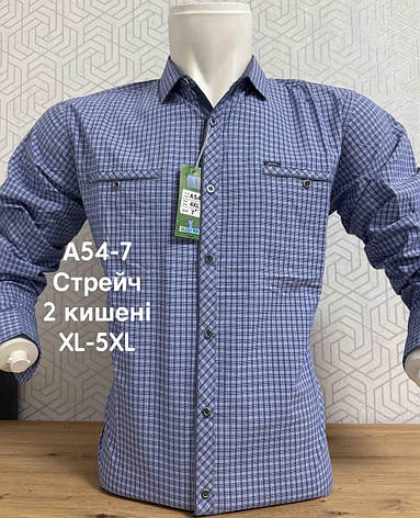 Стрейчева сорочка на довгий рукав Hetai в клітку, фото 1