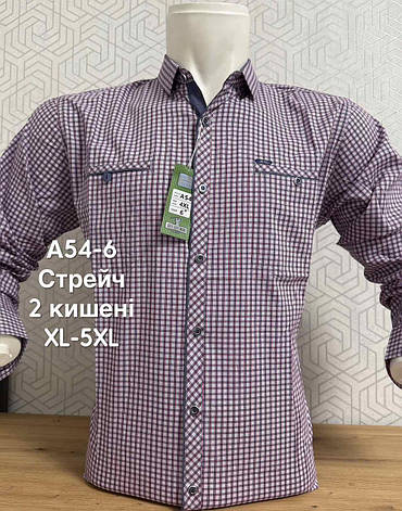 Стрейчева сорочка на довгий рукав Hetai в клітку, фото 1