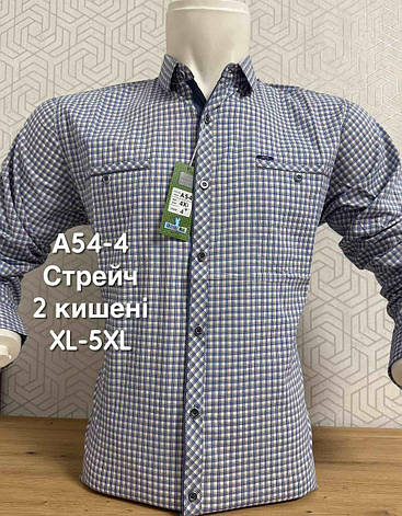 Стрейчева сорочка на довгий рукав Hetai в клітку, фото 1