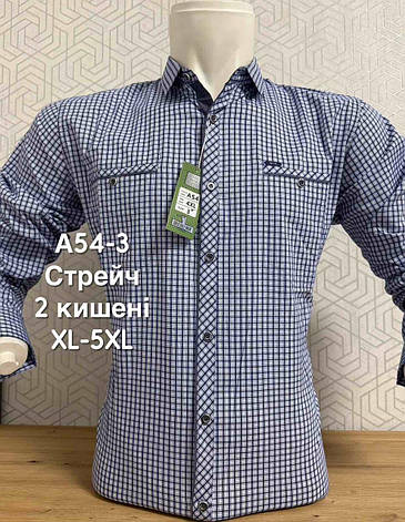Стрейчева сорочка на довгий рукав Hetai в клітку, фото 1
