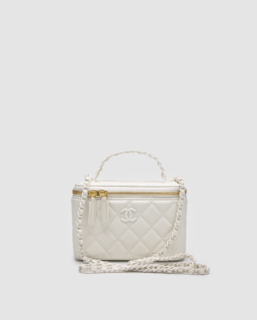 Жіноча брендова сумка Chanel Classic Lambskin Pearl Crush Vanity Bag White 16 х 11 х 8 см люкс якість, фото 1