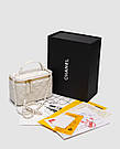 Жіноча брендова сумка Chanel Classic Lambskin Pearl Crush Vanity Bag White 16 х 11 х 8 см люкс якість, фото 4