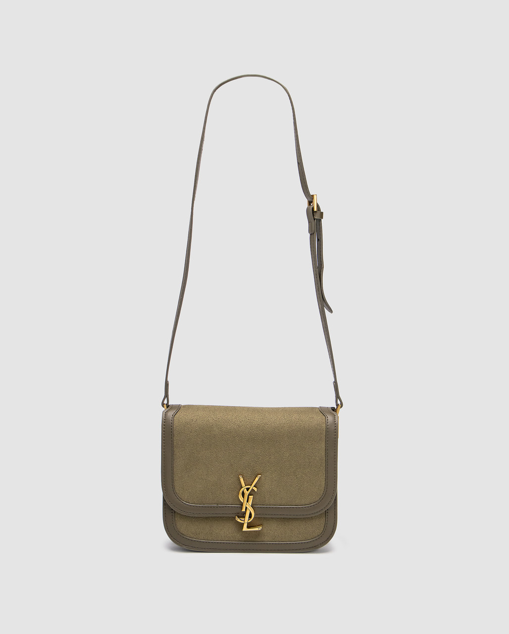 Жіноча брендова сумка Saint Laurent Solferino Large Green/Gold Suede 22 х 18 х 6 см люкс якість, фото 1