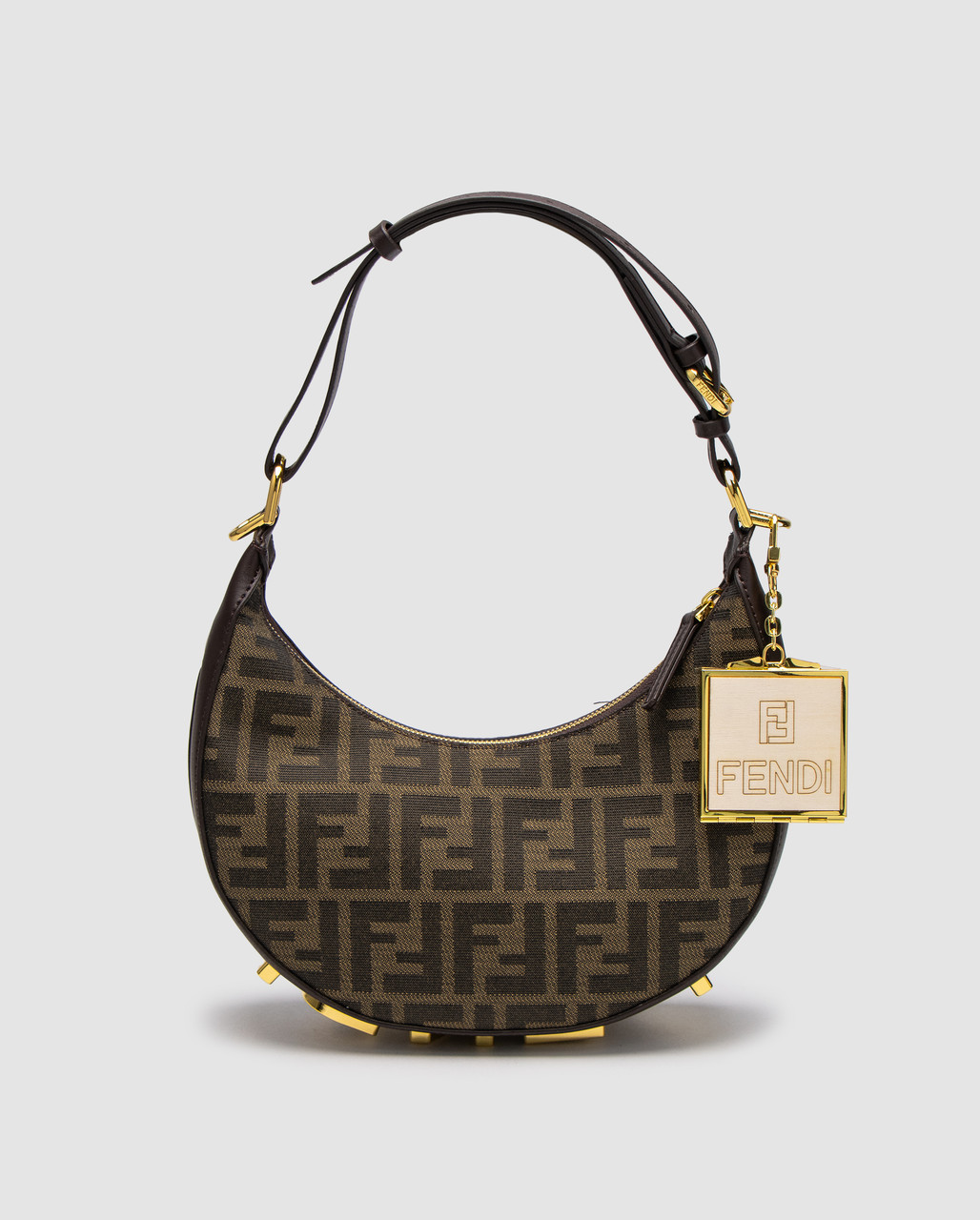 Жіноча брендова сумка Fendi Brown FF Jacquard Fabric Fendigraphy Small Bag 25 х 13 х 8.5 см люкс якість, фото 1