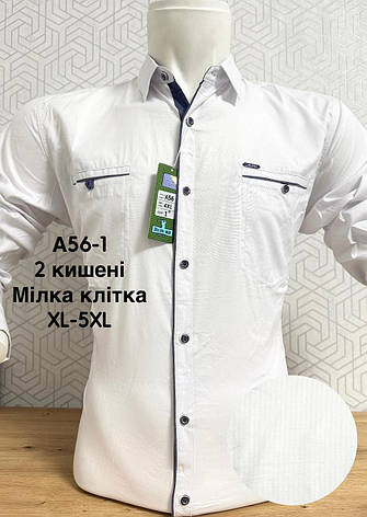 Стрейчева сорочка на довгий рукав Hetai в мілку клітку, фото 1