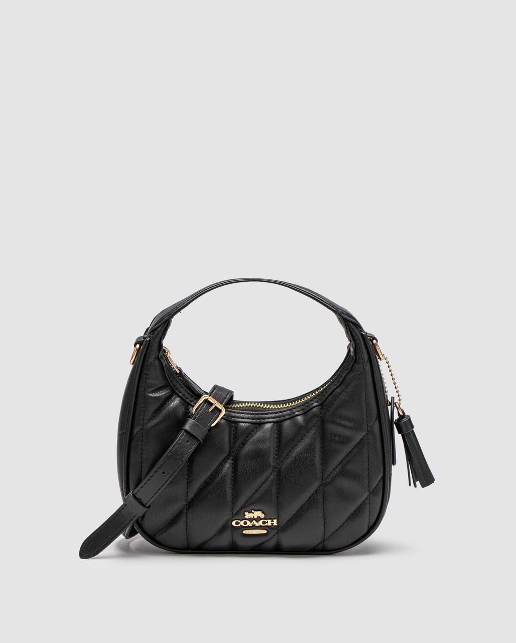 Сумка жіноча Coach Carmen Mini Crossbody Bag With Quilting Black/Gold 20 х 12 х 7 см люкс якість