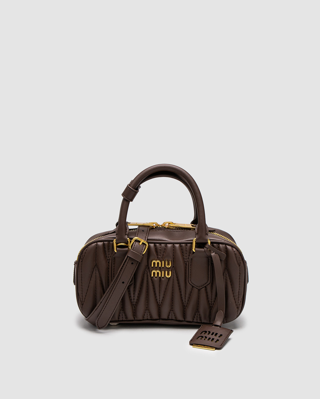 Сумка жіноча Miu Miu Arcadie Matelassé Nappa Leather Bag Chocolate 23 х 11 х 7 см люкс якість