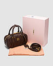 Сумка жіноча Miu Miu Arcadie Matelassé Nappa Leather Bag Chocolate 23 х 11 х 7 см люкс якість, фото 5