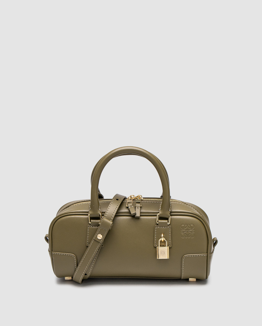 Жіноча брендова сумка Loewe Amazona 23 Cropped Bag in Nappa Calfskin Olive 24 х 12.5 х 9 см люкс якість