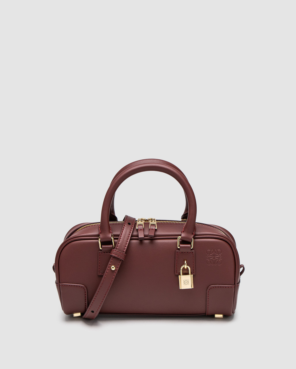 Жіноча брендова сумка Loewe Amazona 23 Cropped Bag in Nappa Calfskin Burgundy 24 х 12.5 х 9 см люкс якість