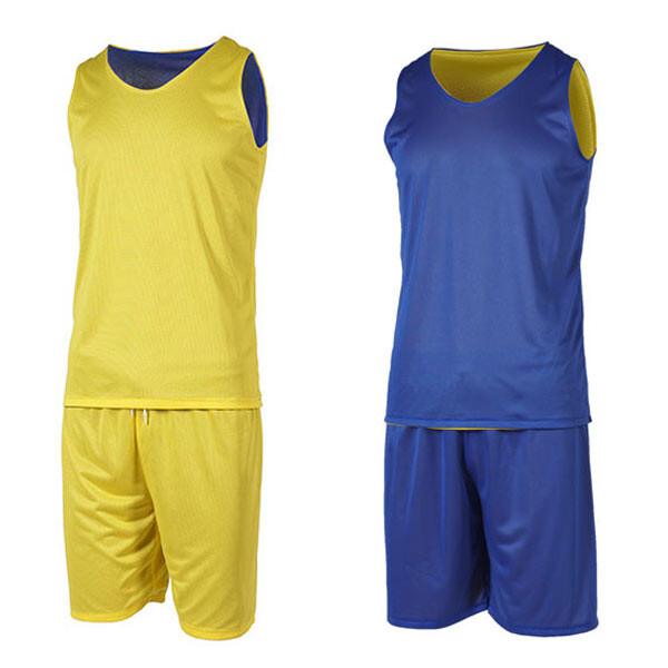 Баскетбольна форма двостороння жовто-синя на зріст 140-150см