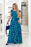 Весняне стильне красиве довге плаття батал із поясом (р.50-56). Арт-1451/25, фото 3