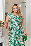 Весняне стильне красиве довге плаття батал із поясом (р.50-56). Арт-1451/25, фото 5