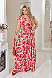Весняне стильне красиве довге плаття батал із поясом (р.50-56). Арт-1451/25, фото 7