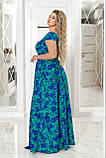 Весняне стильне красиве довге плаття батал із поясом (р.50-56). Арт-1451/25, фото 4