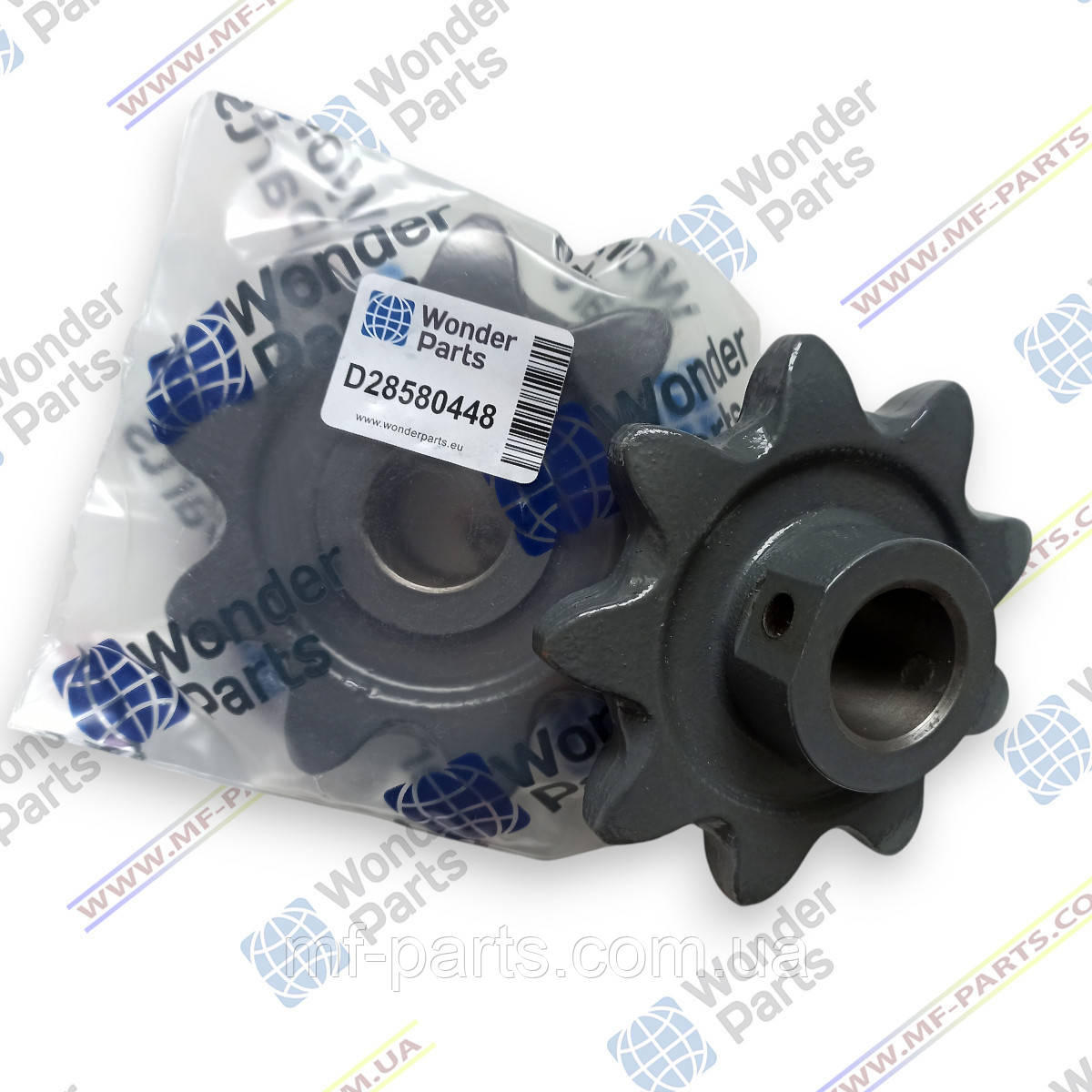 D28580448 зірочка елеватора Z=9 (D28580202 / 6206040M1), АНАЛОГ, виробник WonderParts (EU), комбайн MF