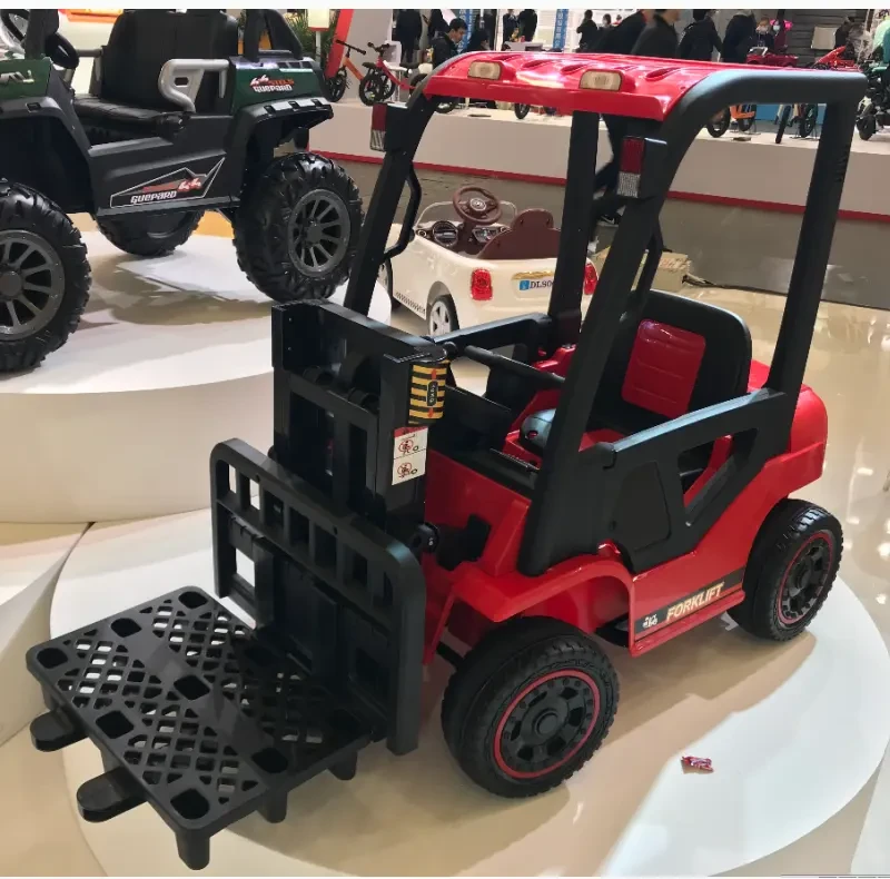 Дитячий електромобіль Навантажувач із функцією підіймання вил (червоний колір) 12 V, пульт, Bluetooth, MP3, фото 1