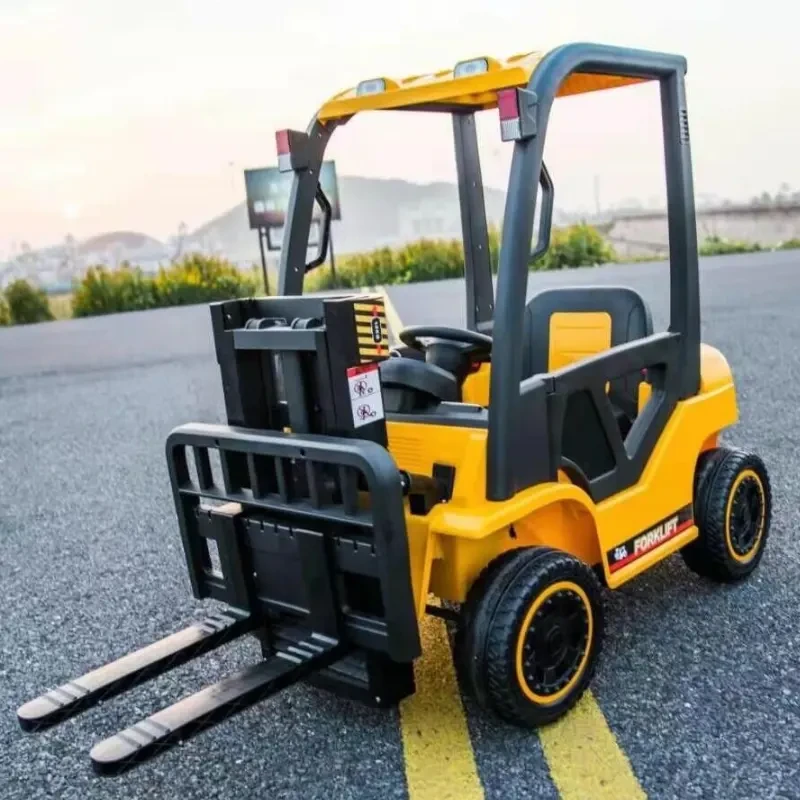 Дитячий електромобіль Навантажувач із функцією підіймання вил (жовтий колір) 12 V, пульт, Bluetooth, MP3, фото 1