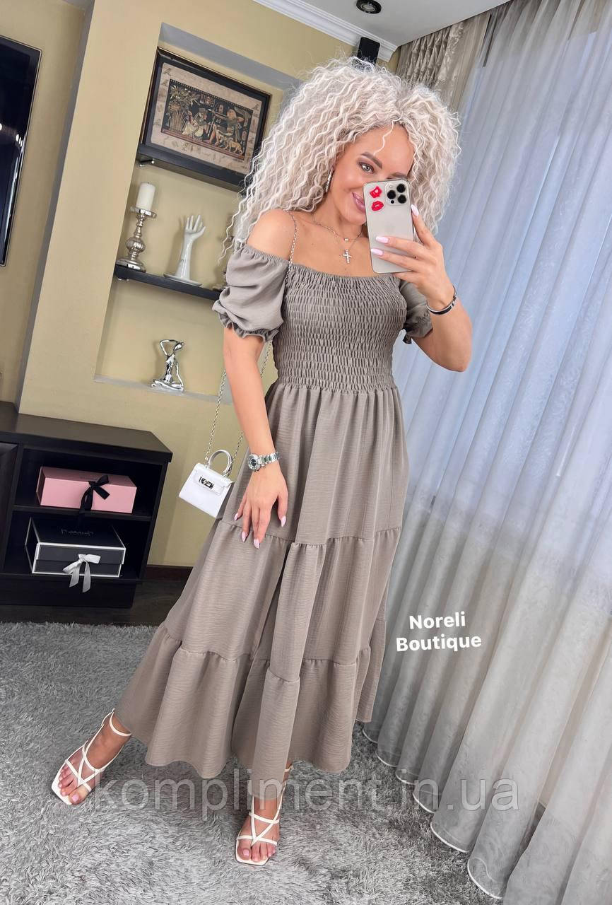 Яскраве літнє вишукане та ніжне жіноче плаття "Анжеліна",беж