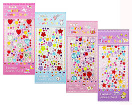 Наклейки Камінчики "Квіти Зірки Серця" 25*11 см мікс RS-0264