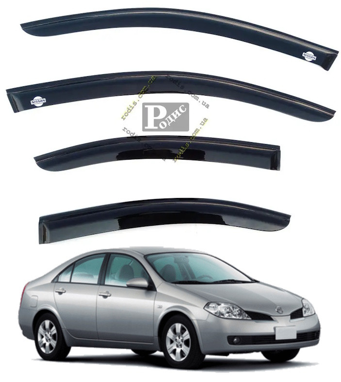 Дефлектори вікон "AV-Tuning" NISSAN Primera Sd (P12) 2002 (на скотчі) — Вітровики Ніссан Приклада (П12), фото 1