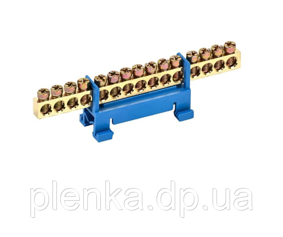 Шина нульова на din-рейку на 15 отворів із ізолятором