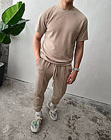 Чоловічий костюм із футболкою з рубчика. Кольори: беж, чорний, сірий. Розміри: 46-48; 50-52; 54-56.