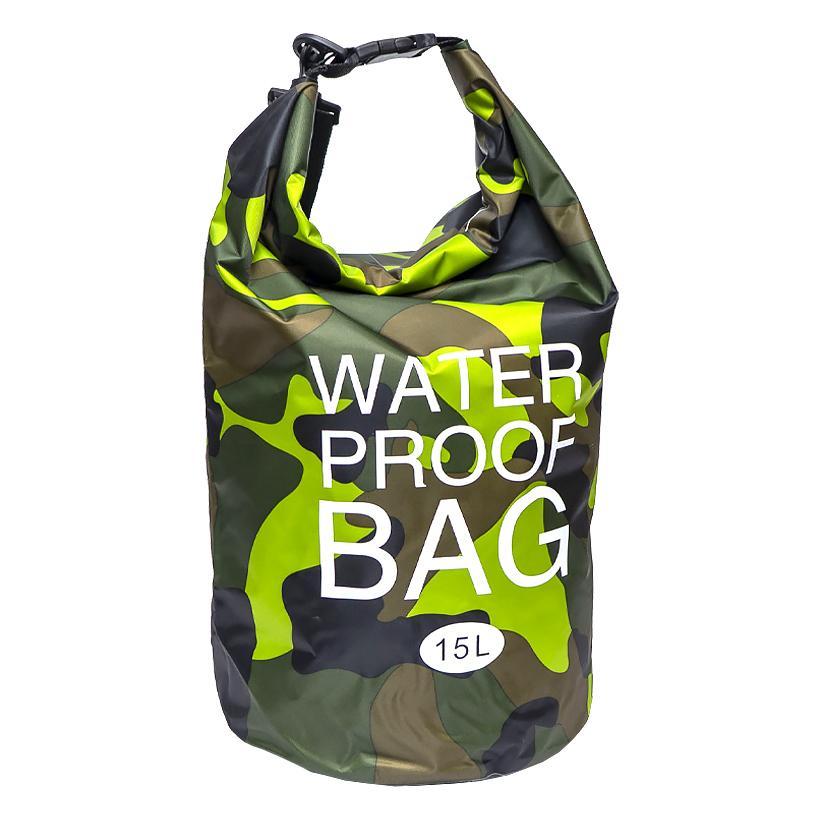 Гермомішок 15 літрів водонепроникний для захисту речей від вологи «Камуфляж» 54х36,5см, фото 1