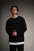 Рваний оверсайз СВІТШОТ Dud чорний RD443