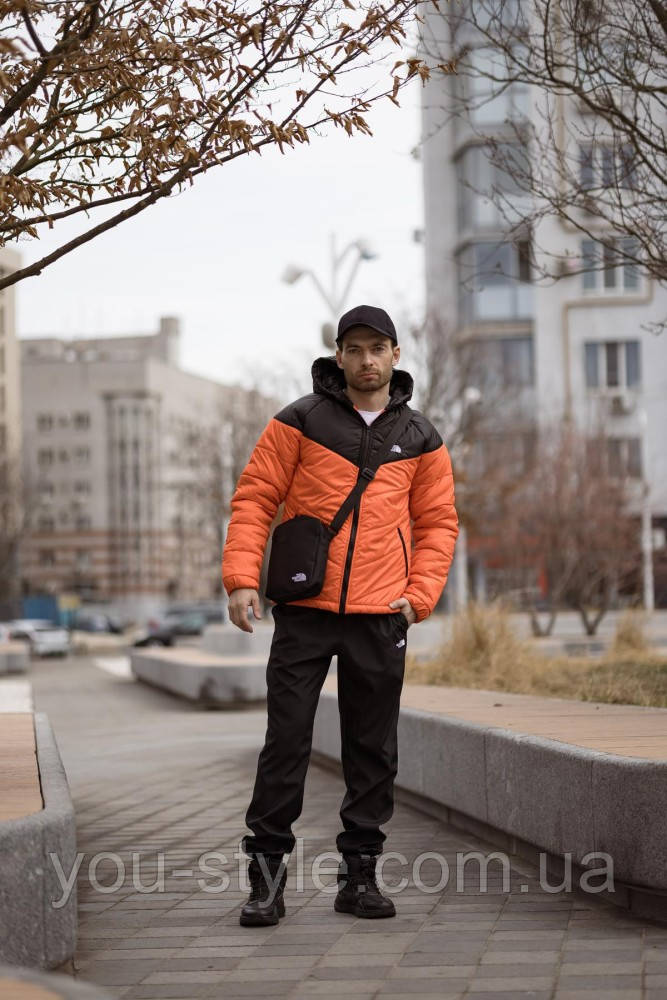 Комплект чоловічий: куртка Active TNF чорно-памарачева + штани TNF чорні.  Барсетка TNF у подарунок!  (1933623864)