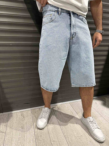 Чоловічі шорти Stussy джинсові широкі бриджі Стуссі блакитні, фото 1