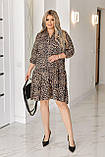 Літнє повсякденне каскадне леопардове плаття великих розмірів зі штапелю (р.48-58). Арт-1476/25, фото 2